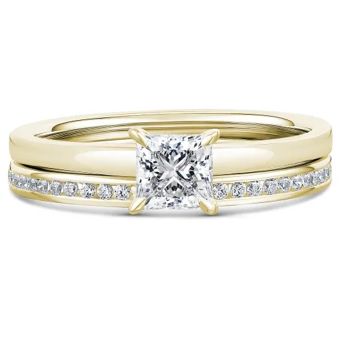 Yellow Gold Princess Diamond Bridal Set - Yellow Cosmos